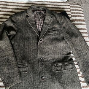 J.Crew Men’s Westbourne Topcoat Herringbone brown tweed long Jacket